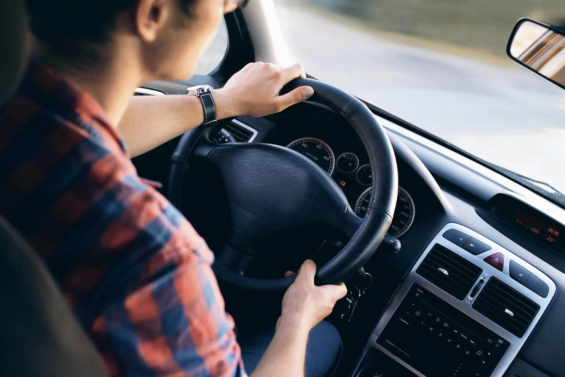 Person driving car